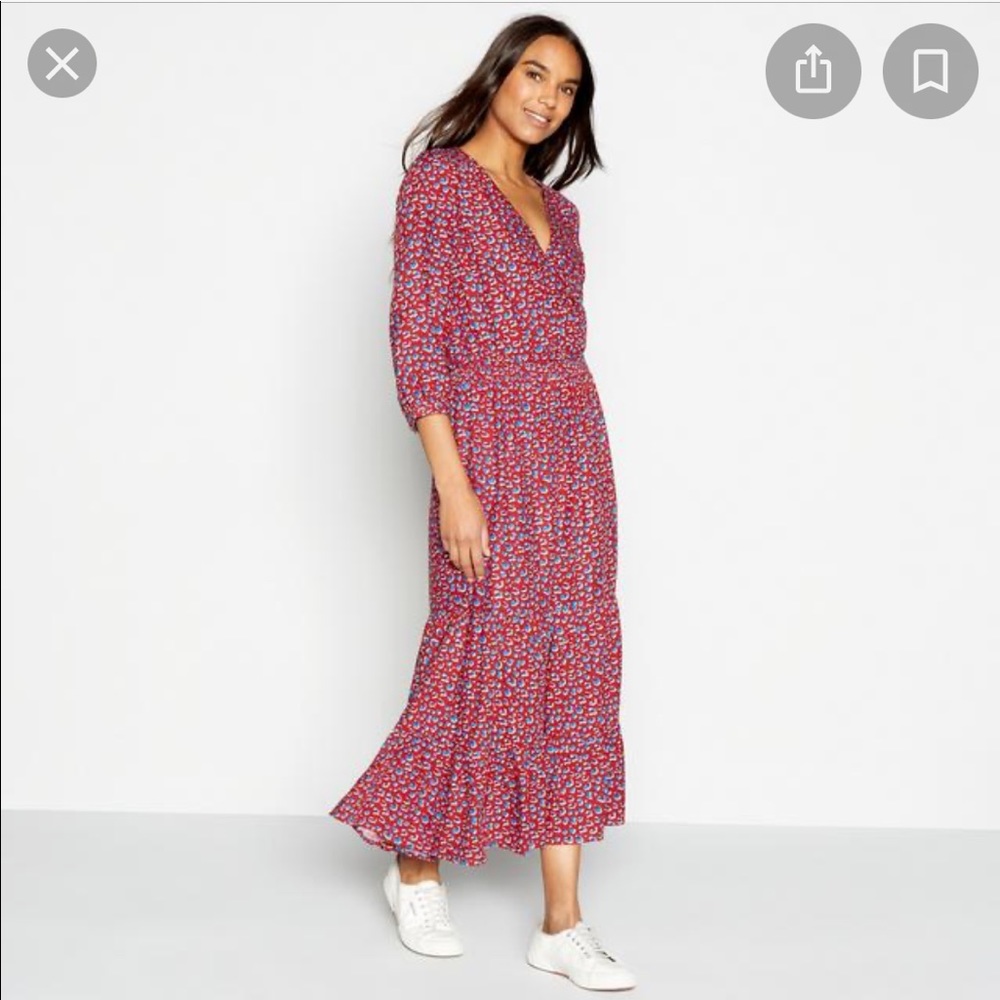 NWOT Principles Red Animal Print 'Boho' MIDI Dress